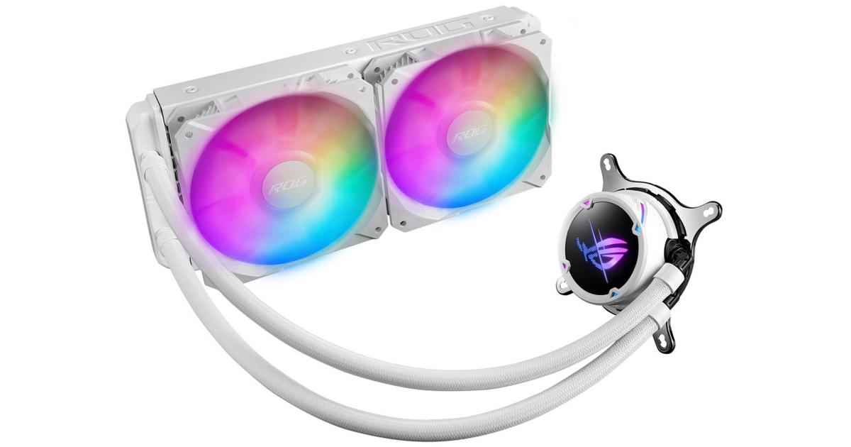 ASUS ROG Strix LC II 240 ARGB AIO مبرد سائل 240 ملم يدعم Intel & AMD 2x 120mm 4-pin PWM مراوح RGB قابلة للتحكم - أبيض