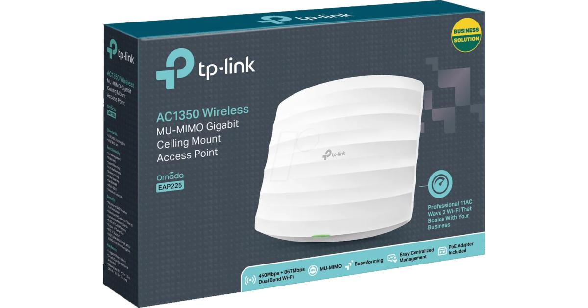 TP-Link Omada EAP225 AC1350 نقطة وصول لاسلكية للسقف والتجوال بدون خياطة جيجابت MU-Mimo POE تعمل مع حاقن PoE