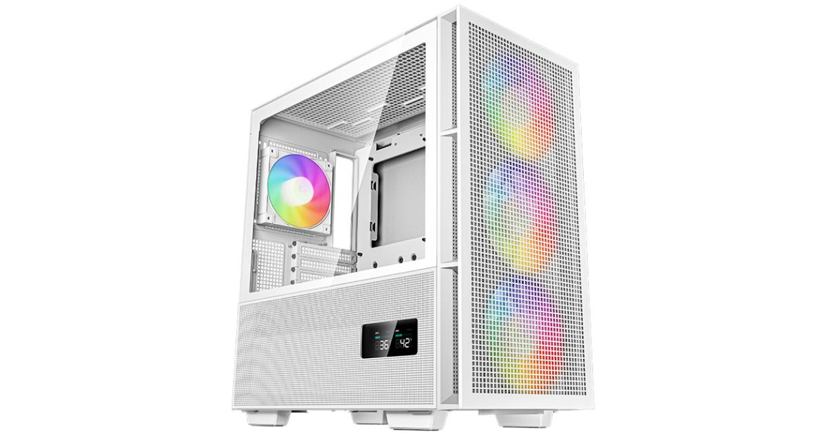 Deepcool CH560 Digital Mid Tower High Air Flow w/ 3x140mm + 1x120mm ARGB Fans Real-time Dual Status Digital Display - White