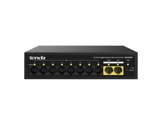 Tenda SG110PC 8-Port Gigabit PoE Switch with 2-Port Gigabit Uplink 802.3af Compliant 100W Built-in Power Unmanaged Metal Case product thumbnail 2