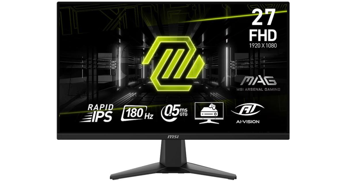 MSI MAG 275F شاشة 27 بوصة Rapid IPS Full HD 0.5ms 180 هرتز AI Vision AMD FreeSync™ مع 2x HDMI وواجهة Displayport - أسود