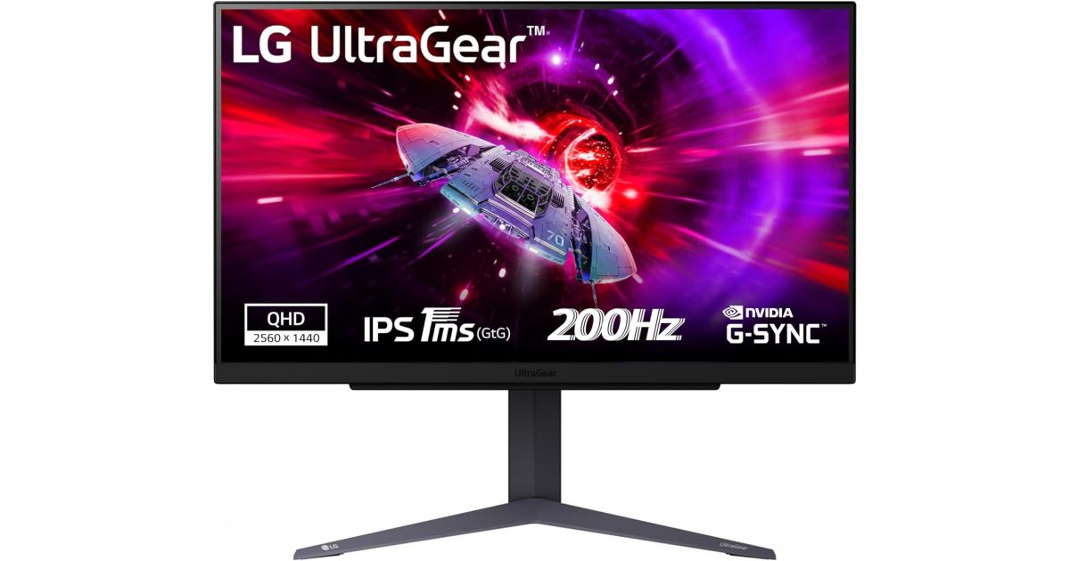 LG UltraGear 27GS75Q 27" IPS 2K 200Hz 1ms HDR10 & sRGB 99% NVIDIA® G-SYNC® Compatible Adjustable Stand w/ 2x HDMI, DisplayPort - Black