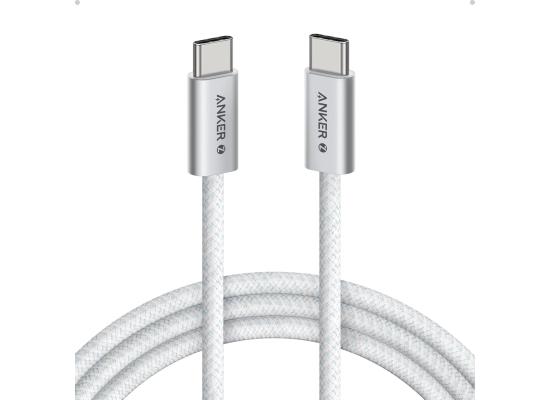 Anker Zolo 240W USB Type-C to USB Type-C Cable, Braided and Dirt-Free Type C Fast Charging 1.5m Cable - White product thumbnail 2