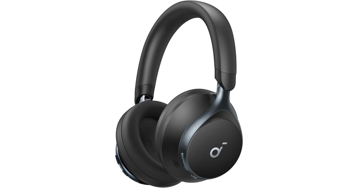 سماعات Anker Soundcore Space One, Active Noise Cancelling , 2X Stronger Voice Reduction, 40H ANC Playtime, App Control, LDAC Hi-Res Wireless Audio, Comfortable Fit, Clear Calls, Bluetooth 5.3 - Black