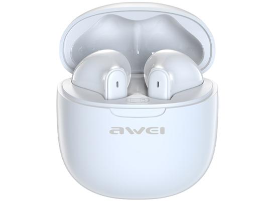 Awei T68 ENC Bluetooth Earphone IPX6 Waterproof Wireless bluetooth Headset HiFi Bass Sport bluetooth Earbuds Gamer TWS Headphones - White