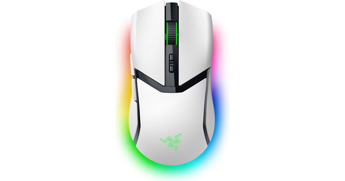 Razer Cobra Pro Wireless 10 عناصر تحكم قابلة للتخصيص، مستشعر بصري 30K Gen-3، 2.4 جيجا هرتز بلوتوث وUSB من النوع C بطارية تصل إلى 170 ساعة - أبيض
