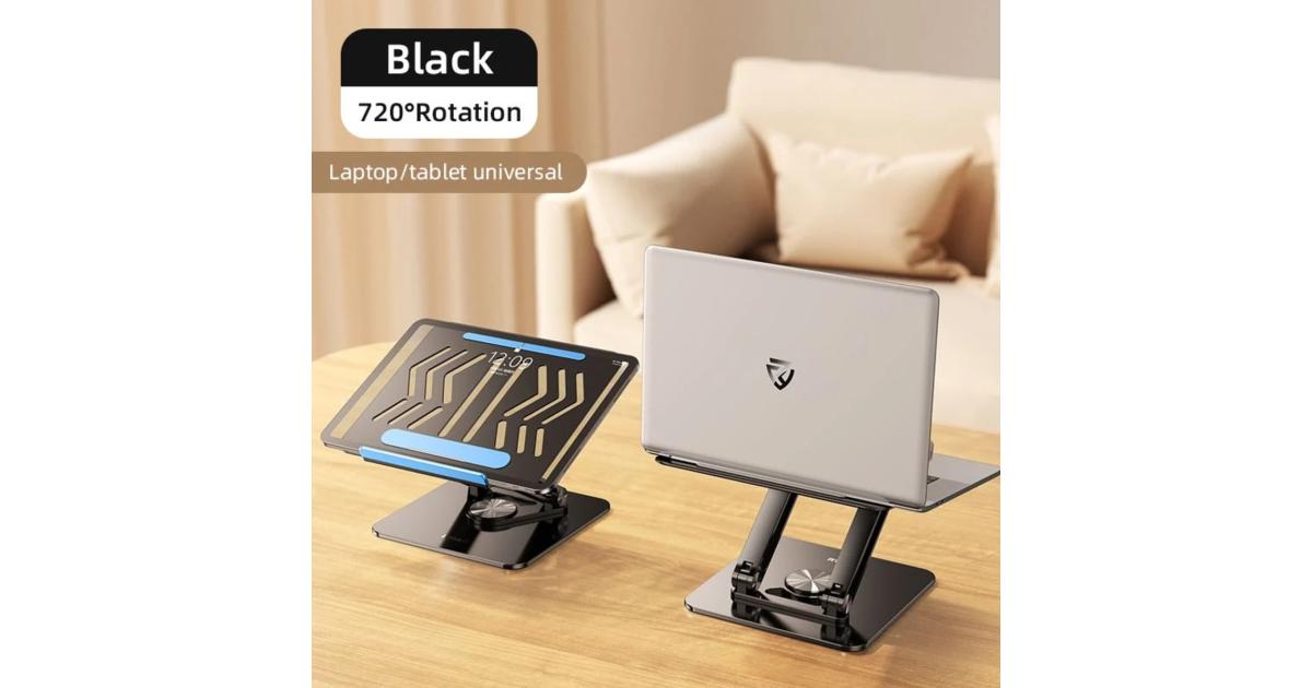 لابتوب RTAKO RS-CP84S Stand 3-Level Adjustable Stand With 360 3D Roating Base - Black