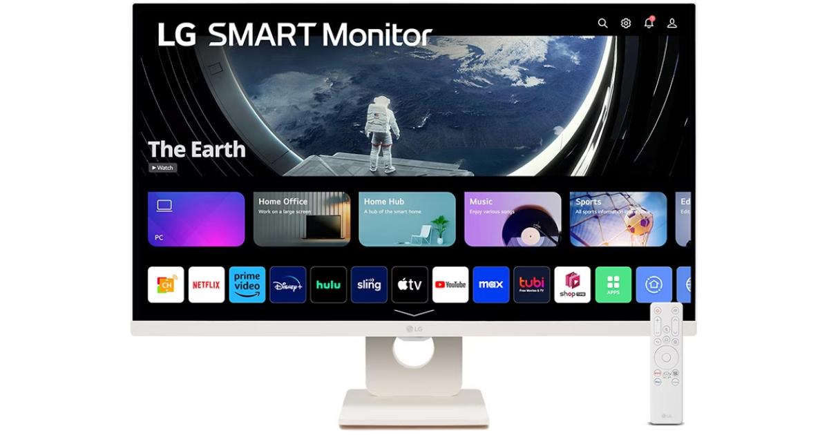 LG 27SR50F (2023) 27" Smart IPS Full HD webOS 23 HDR10 Airplay 2 Screen Share Bluetooth 5Wx2 Stereo SpeakerTilt Stand HDMI & USB - White
