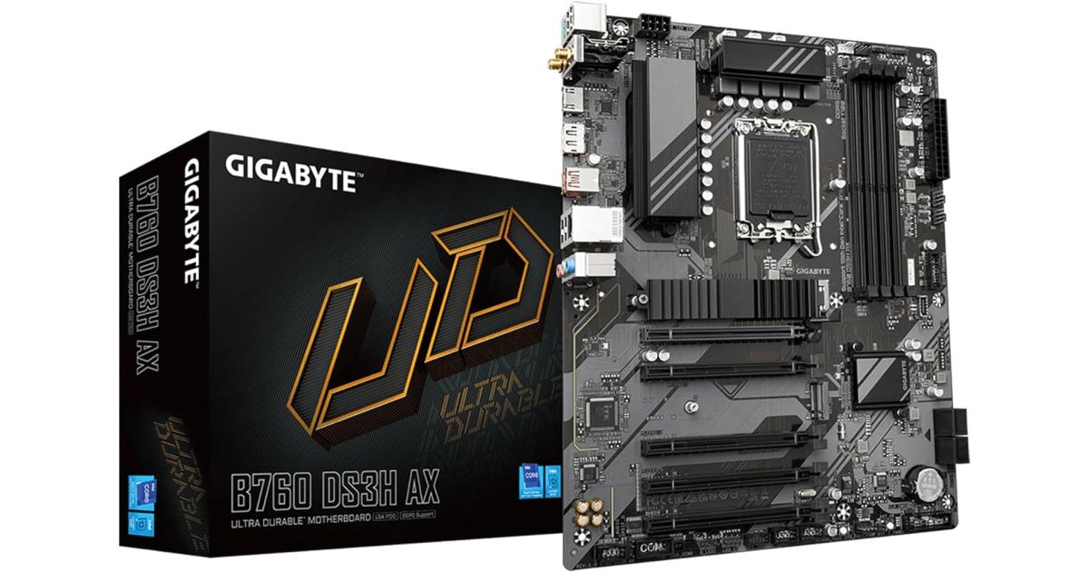 GIGABYTE B760 DS3H AX WiFi 6E Intel B760 ATX DDR5 2x M.2 PCIe 4.0 USB 3.2 Gen 2 Type-C 2.5GbE LAN Motherboard