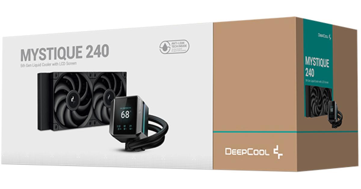 DeepCool MYSTIQUE 240 LCD مبرد سائل 360 مم مضخة الجيل الخامس 3400 دورة في الدقيقة 2.8 بوصة 640 × 480 شاشة TFT LCD 2150 دورة في الدقيقة سرعة المروحة 72.45 CFM تدفق هواء المروحة