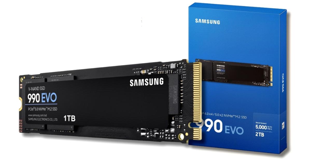 SAMSUNG SSD 990 EVO 2TB PCIe 5.0 M.2 2280 Seq سرعات قراءة تصل إلى 5000 ميجابايت/ثانية مع كفاءة الطاقة والتحكم الحراري الذكي