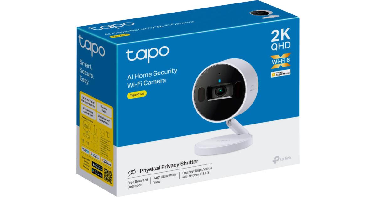 TP-Link Tapo C125 2K QHD 140° AI Smart Home Security كاميرا Wi-Fi إشعار اكتشاف الحركة والشخص مصراع الخصوصية المادية 940nm IR LED صوت ثنائي الاتجاه