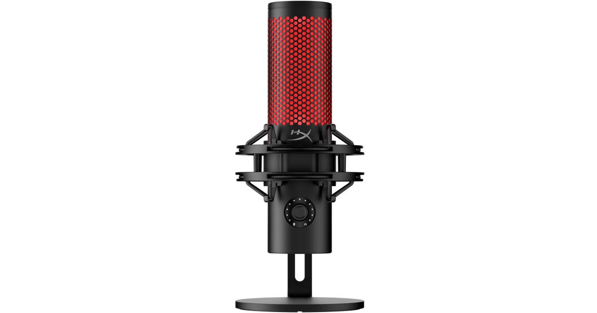 HP HyperX QuadCast 2 (2024) USB Hi-Res Studio Recording MIC عناصر التحكم على اللوحة Mic Status LED - أسود