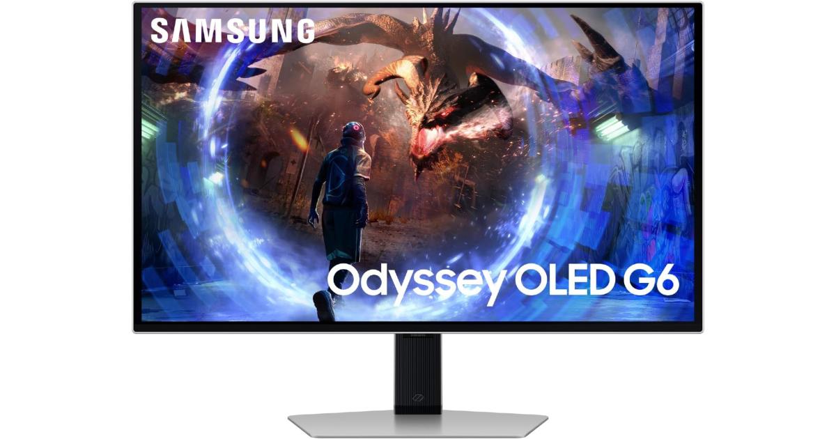 SAMSUNG Odyssey G6 (G60SF) شاشة 27 بوصة OLED 2K QHD 500 هرتز 0.03 مللي ثانية HDR10+ G-Sync متوافقة مع HDMI 2.1 معدنية أنيقة مضادة للتوهج مع حامل قابل للتعديل