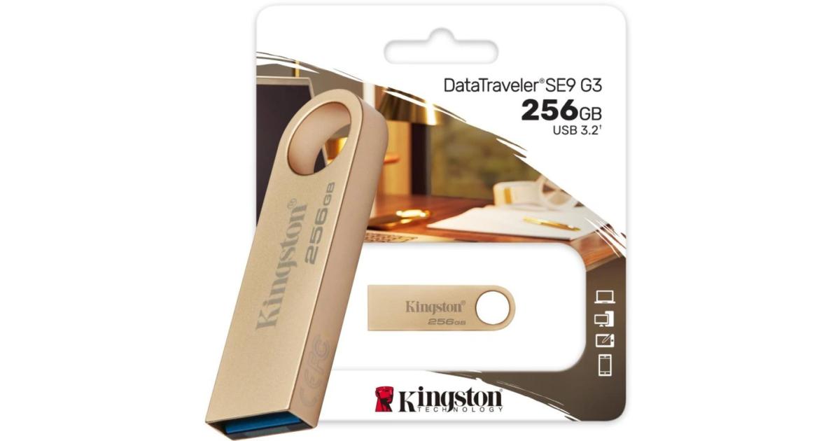 Kingston DataTraveler SE9 G3 256GB USB Flash Drive USB 3.2 Gen 1 سرعة تصل إلى 220 برميل/الثانية غلاف معدني ممتاز