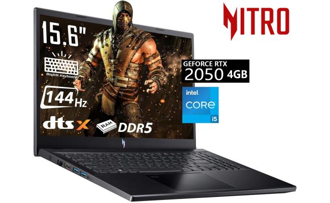 Acer Nitro V15 (2024) ANV15-51-59RM 13Gen Intel Core i5 10-Cores  w/ DDR5 Memory & Nvidia RTX 2050 4GB & 144 Hz Display - Black