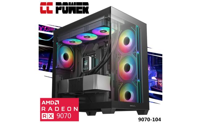 CC Power 9070-104 Gaming PC NEW 9Gen AMD Ryzen 7 9700X 8-Cores w/ AMD Radeon 9070 16GB DDR6 & DDR5 Memory & Advanced Air Cooler