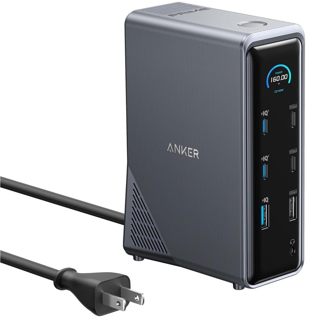 Anker Prime Docking Station, 14-1 Port with 160W Max Output, 10Gbps Fast Data Transfer, Real-Time Smart Interface, Audio and Ethernet Ports, Dual 4K Displays for Dell, HP, Lenovo and More
