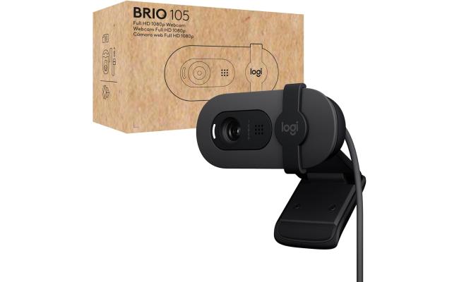 Logitech Brio 105 Full HD 1080p Business Webcam with Auto-Light Balance, USB-A, Privacy Shutter, Easy Set-Up, Compatible with Windows, macOS, ChromeOS