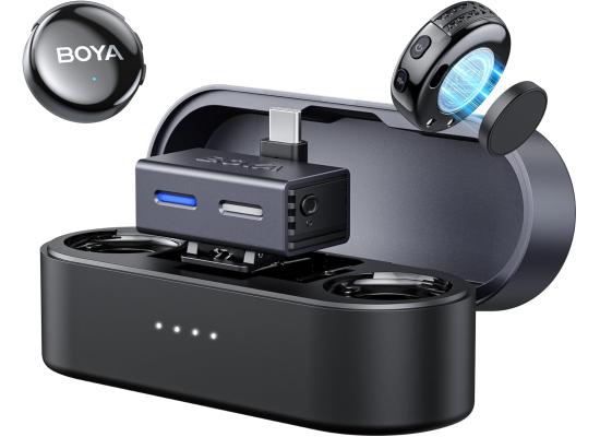 BOYA BOYALINK 3 Wireless Lavalier Mini Microphones for iPhone 15-16/Android/PC/Camera,AI Noise Cancellation,48kHz/24Bit Studio Sound,APP Control,984ft 30h Battery with Charging Case for Vlog Interview product thumbnail 2