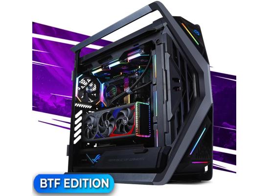 ASUS ROG Hyperion GR701 E-ATX PC Case, BTF Edition, Tempered Glass Side Panels, Up to 420mm Dual Radiator, 4*140mm Fans, Metal GPU Holder, Compnent Storage, ARGB Fan Hub, Black