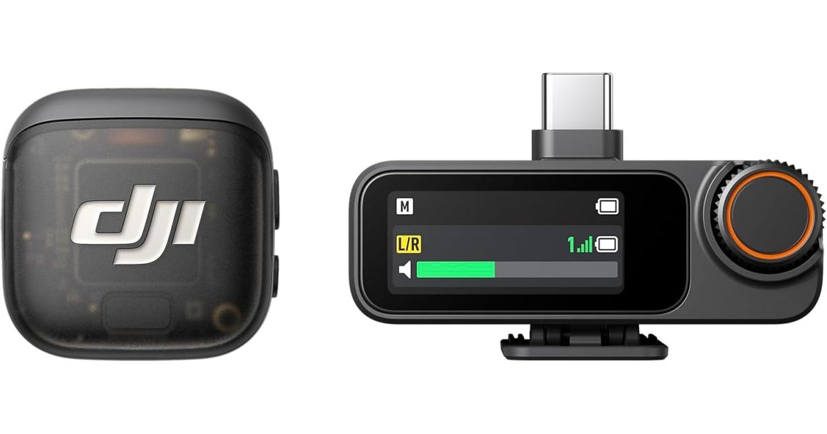 DJI Mic 3 (1 TX + 1 RX)، ميكروفون لاسلكي Lavalier لأجهزة iPhone/الكاميرا/Android، خفيف الوزن، وقت تشغيل ممتد وشحن سريع، نقل 1312 قدم (400 متر)، إلغاء الضوضاء، مدونة فيديو، بث
