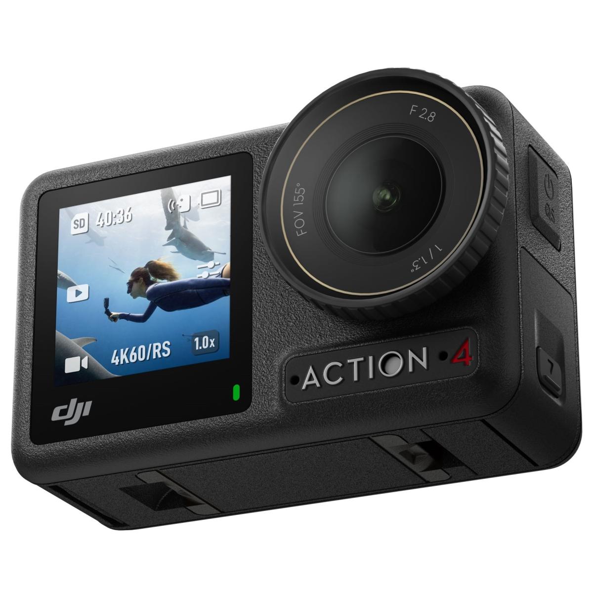 DJI Osmo Action 4 Adventure Combo, 4K/120fps Waterproof Action Camera with a 1/1.3-Inch Sensor, 10-bit & D-Log M Color Performance, Up to 7.5 h with 3 Batteries, Outdoor Camera for Travel, Biking