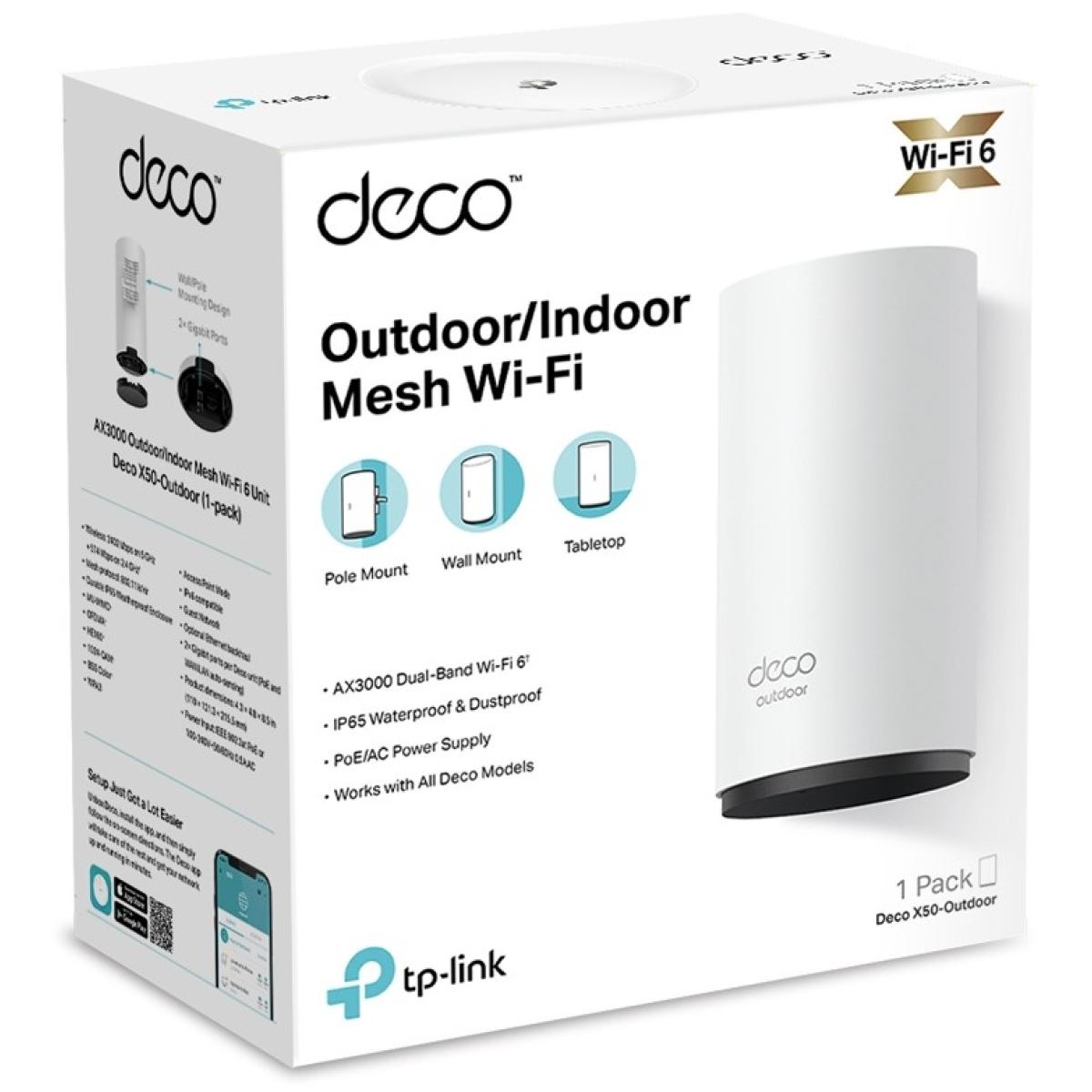 TP-Link Deco X50 Outdoor Mesh WiFi (Deco X50-Outdoor), AX3000 Dual Band WiFi 6 Mesh, 2 Gigabit PoE Ports, 802.3at PoE+,Weatherproof, Works with All Deco Mesh WiFi, Pole/Wall/Tabletop Mount Options,1-Pack