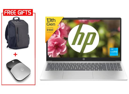 HP Laptop 15-fd0269ne (2024) NEW 13th Gen Intel Core i3 6-Cores Slim Design w/ Backlit Keyboard Bundle ((HP BackPack + HP Z3700 Mouse)) - Silver product thumbnail 2