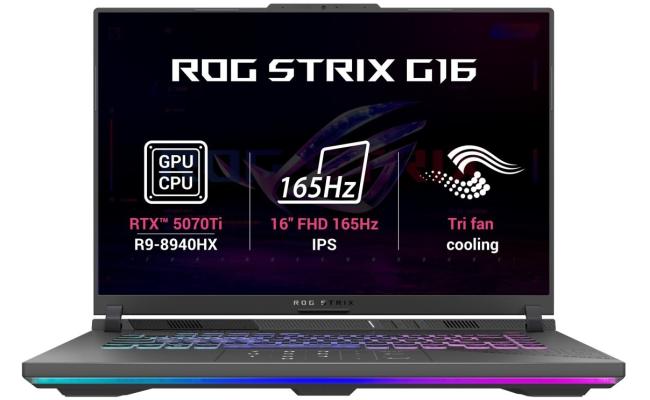 ASUS ROG Strix G16 (2025) G614PR NEW 9Gen AMD Ryzen™ 9 8940HX 16-Cores w/ Nvidia RTX 5070 TI 12GB DDR7 & 16" IPS 165Hz Display - Eclipse Gray