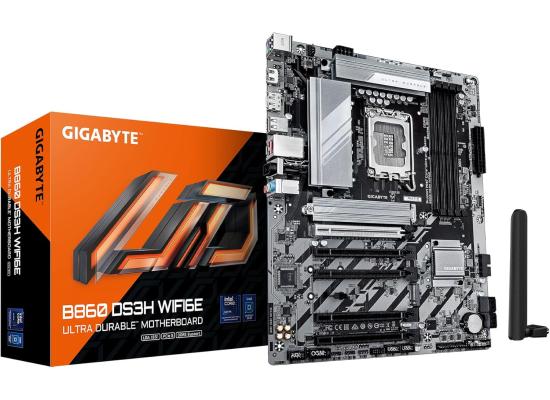 GIGABYTE B860 DS3H WIFI6E Intel Core Ultra (Series 2) LGA 1851 Motherboard, ATX, DDR5, 3X M.2, PCIe 5.0, USB-C, WIFI6E, 2.5GbE LAN, EZ-Latch