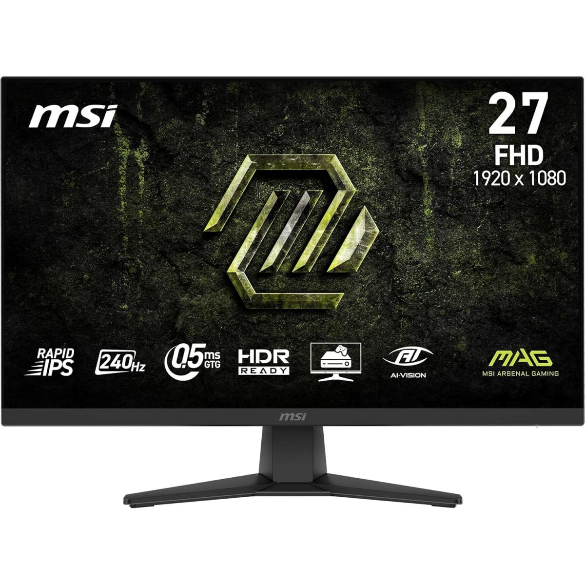 MSI MAG 272F X24 27" Full HD Rapid-IPS 240Hz 0.5ms HDR Ready AI Vision AMD FreeSync\u2122 Premium w\/ HDMI 2.0 & DisplayPort, Black
