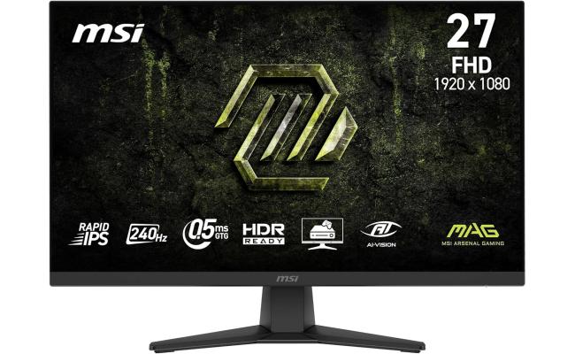 MSI MAG 272F X24 27" Full HD Rapid-IPS 240Hz 0.5ms HDR Ready AI Vision AMD FreeSync™ Premium w/ HDMI 2.0 & DisplayPort , Black
