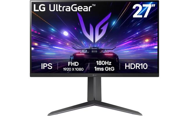 LG 27GS65F UltraGear 27" IPS Full HD 180Hz Refresh Rate, 1ms (GtG) Response Time, HDR 10 AMD FreeSync & NVIDIA G-Sync Technology Adjustable Stand , Black