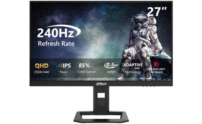 Dahua LM27-E341A 27" IPS QHD 2K 240Hz 0.5ms 95% DCI-P3 Adaptive Sync Adjustable Stand w/ 2x HDMI, 2x DisplayPort - Black
