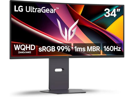 LG Ultragear 34G600A 34” 2K WQHD 1800R Curved 160Hz, 1ms HDR10 99% sRGB Dynamic Action Sync w/ Adjustable Stand & Built-in Speakers