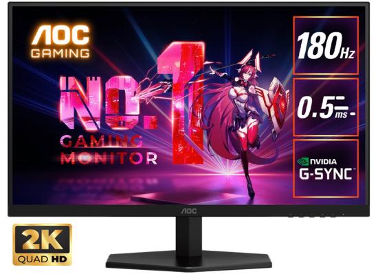 AOC Q27G40E Gaming 27" Fast IPS 2K QHD 180Hz 0.5ms HDR10 sRGB 127% Flicker-Free Six Game Modes G-Sync Compatible w/ HDMI 2.0 & DisplayPort