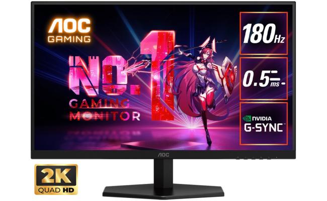 AOC Q27G40E Gaming 27" Fast IPS 2K QHD 180Hz 0.5ms HDR10 sRGB 127% Flicker-Free Six Game Modes G-Sync Compatible w/ HDMI 2.0 & DisplayPort