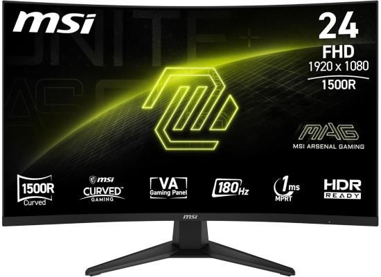 MSI MAG 244C 24" Curved 1500R Full HD 180Hz 1ms HDR Ready AMD FreeSync Frameless Night Vision w/ Anti-Flicker & Less Blue Light - Black