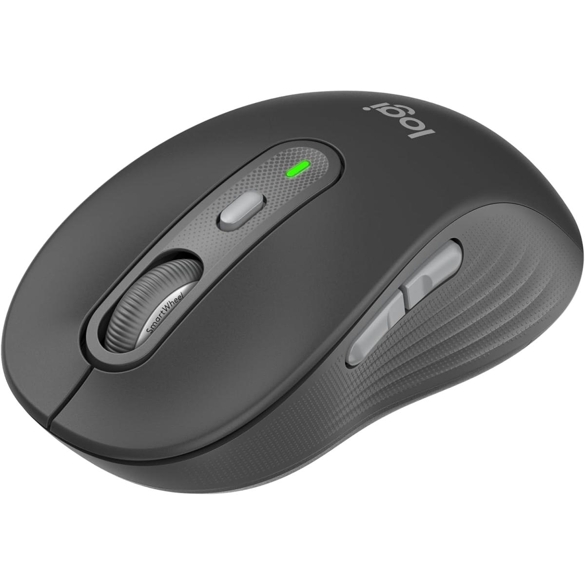 Logitech Signature Plus M750 Wireless Mouse \u2013 for Small to Medium Hands, SmartWheel, Bluetooth, Multi Device, 24-Month Battery, Silent Clicks, Customizable Side Buttons, Contoured Shape - Graphite