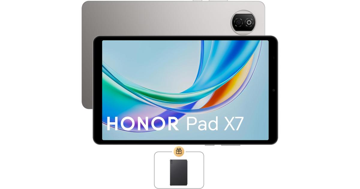 HONOR Pad X7 (2025) 8.7" Android WIFI Tablet (128GB Storage / 4GB + 4GB Memory) w/ Metal Unibody & Eye Comfort Display & BIG Battery + Free HONOR Cover , Space Grey