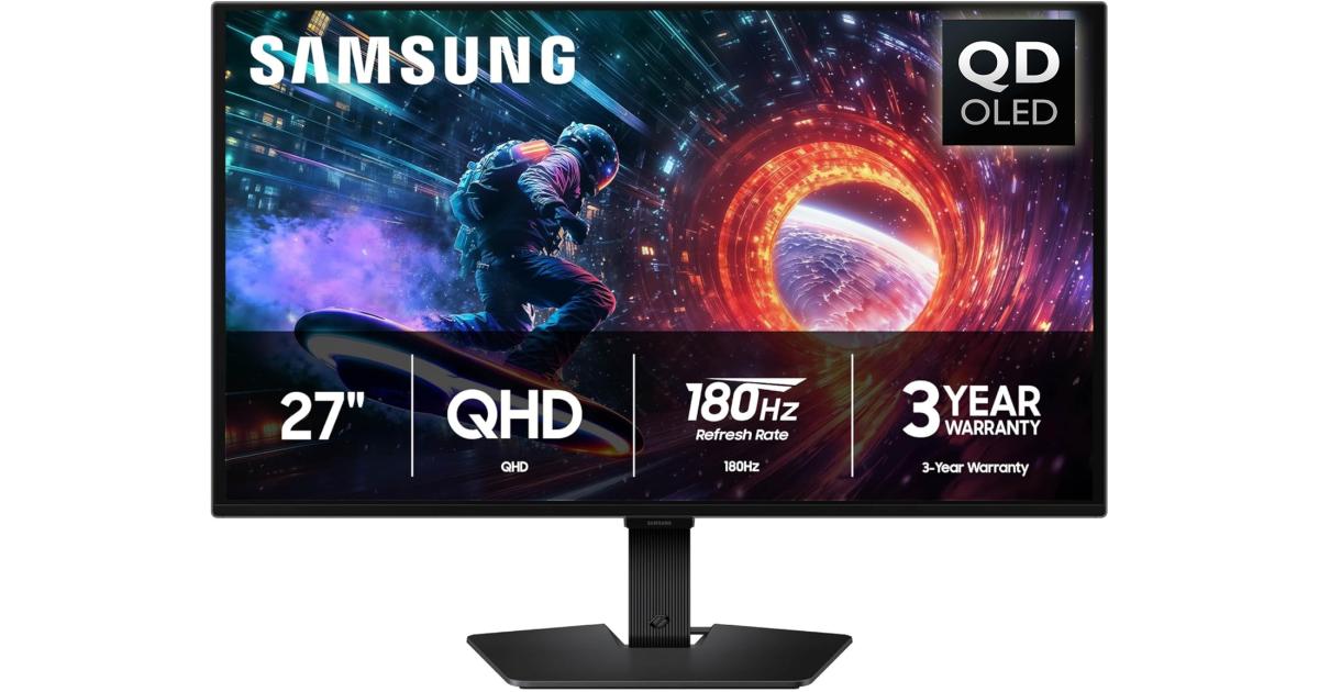 SAMSUNG Odyssey G5 (G50SF) 27 بوصة OLED 2K QHD 180 هرتز 0.03 مللي ثانية HDR10 G-Sync متوافق مع حماية OLED خالية من الوهج مع منفذ عرض وHDMI