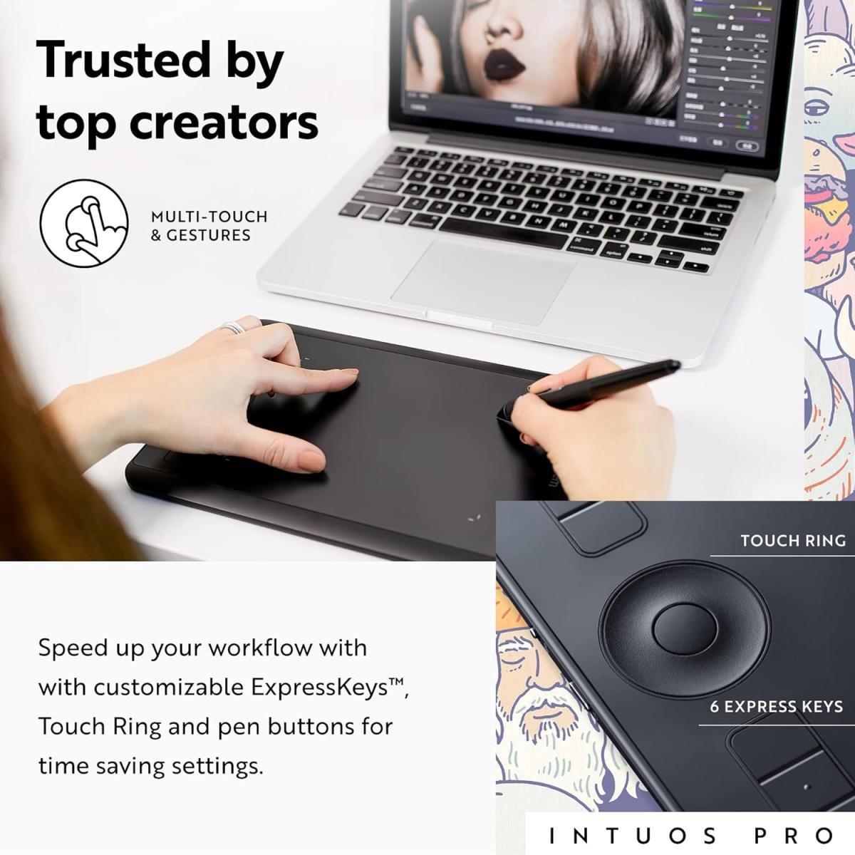 Wacom Intuos Pro (2025) Drawing Tablet, Small 215 x 163 mm Wireless Graphics Art Tablet with Pro Pen 3 & Touch Ring, Digital Drawing Pad for Mac and Windows PC Wacom Intuos Pro (2025) Drawing Tablet, Small 215 x 163 mm Wireless Graphics Art Tablet with Pro Pen 3 & Touch Ring, Digital Drawing Pad for Mac and Windows PC