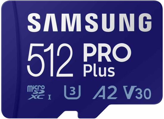 Samsung PRO Plus 512GB microSD Memory Card microSDXC, Up to 180 MB/s, Full HD & 4K UHD, UHS I, C10, U3, V30, A2, for Android Smartphones, Tablets, GoPRO, and DJI Drone