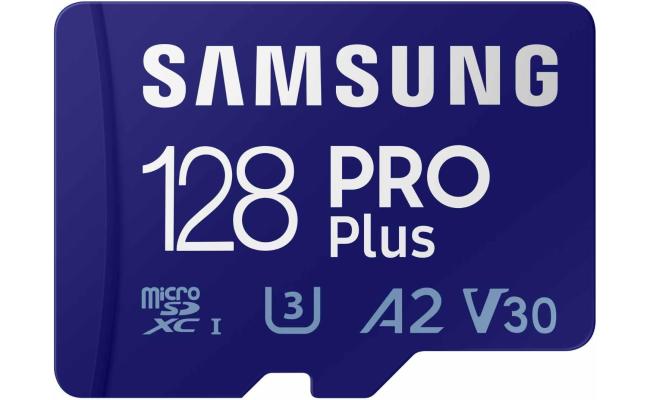 Samsung PRO Plus 128GB microSD Memory Card microSDXC, Up to 180 MB/s, Full HD & 4K UHD, UHS I, C10, U3, V30, A2, for Android Smartphones, Tablets, GoPRO, and DJI Drone