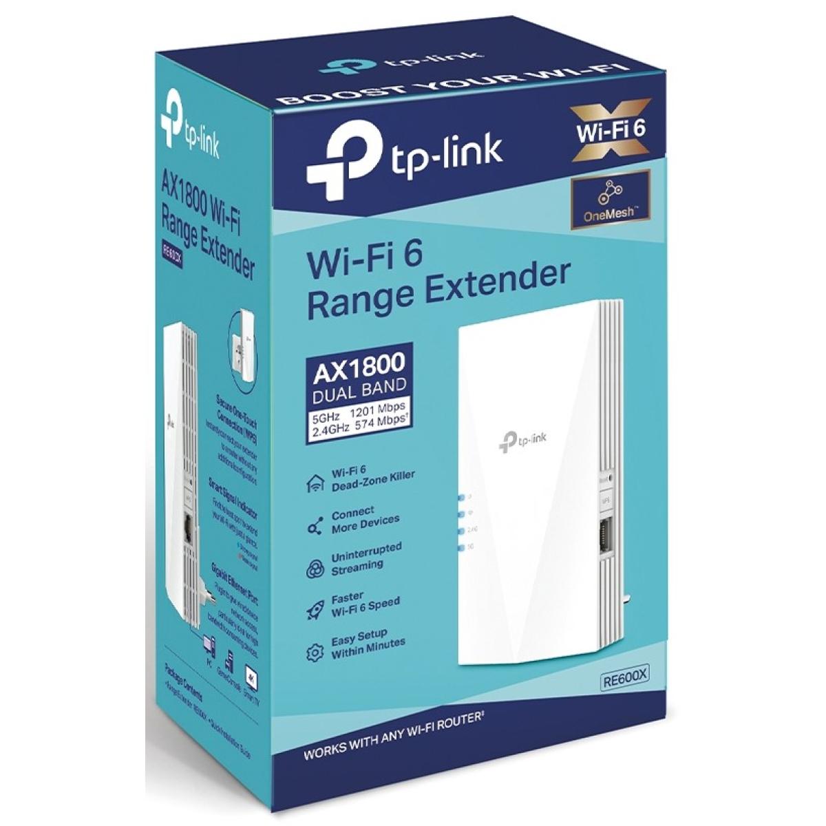 TP-Link RE600X WiFi 6 AX1800 Extender Internet Booster, Covers up to 1500 sq.ft and 30 Devices, Dual Band Wireless Signal Booster Repeater, Gigabit Ethernet Port, AP Mode, OneMesh Compatible