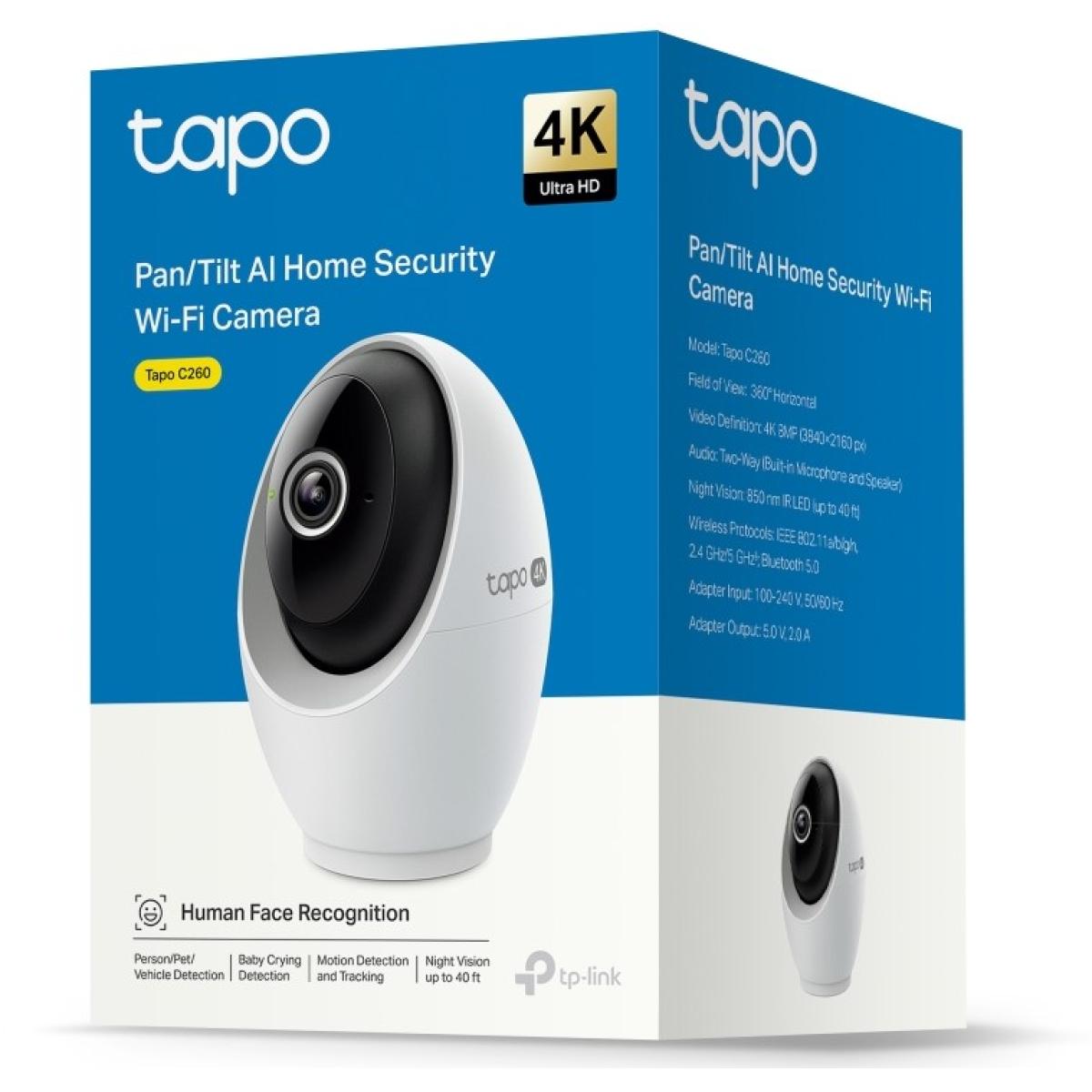 TP-LINK Tapo C260 4K Pan/Tilt Indoor Security Camera for Baby Monitor, Dog Camera w/Motion Detect and Track, 360° View, Color Night Vision, SD/Cloud Storage, Works w/Alexa, Google, and Bixby RoomCam 4K