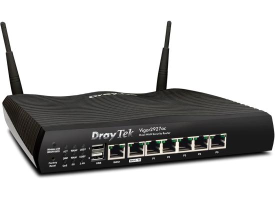 DrayTek Vigor 2927ac Dual-WAN Gigabit Ethernet Load Balancing WiFi Router, Wireless AC 1300, Firewall, VPN, 5 Gigabit RJ-45 LAN Ports