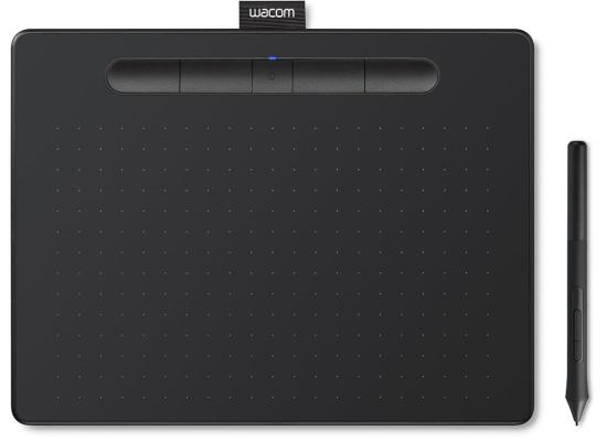Wacom Intuos Medium Bluetooth Graphics Drawing Tablet Portable For Teachers, Students & Creators 4 Customizable ExpressKeys For Chromebook Mac OS Android & Windows - Black Color
