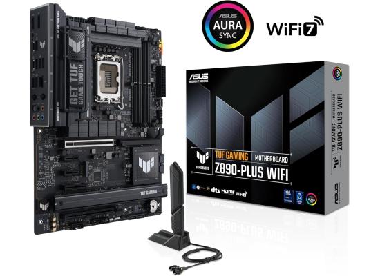 ASUS TUF Gaming Z890-PLUS WiFi 7 Z890 LGA 1851 ATX , Intel® Core™ Ultra Series 2 Ready, Advanced AI PC-Ready, 16+1+2+1 Stages, DDR5, PCIe® 5.0, Thunderbolt™ 4 Type-C®, 4X M.2, Wi-Fi 7, 2.5Gb
